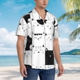 thumbnail image 3 of Sikiie Doodle Cute Cat Print Men's Hawaiian Shirt, Summer Beach Button Pocket Short Sleeve T-Shirt,3X-Large, 3 of 7