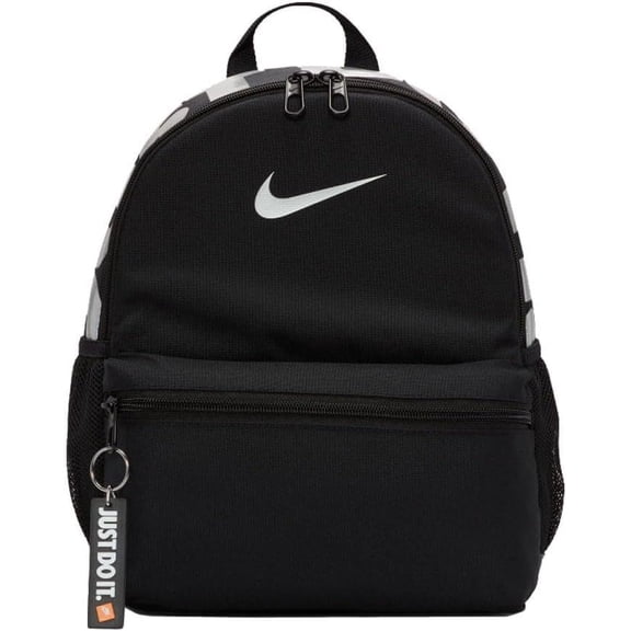 Nike Unisex Backpack Brasilia Mini Polyester, Black & Metallic Silver