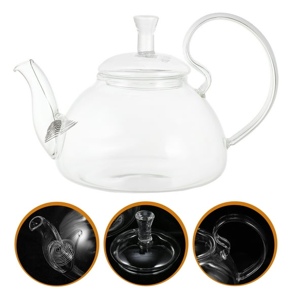 Omeite High temperature resistant handmade glass teapot (600ml high handle pot)