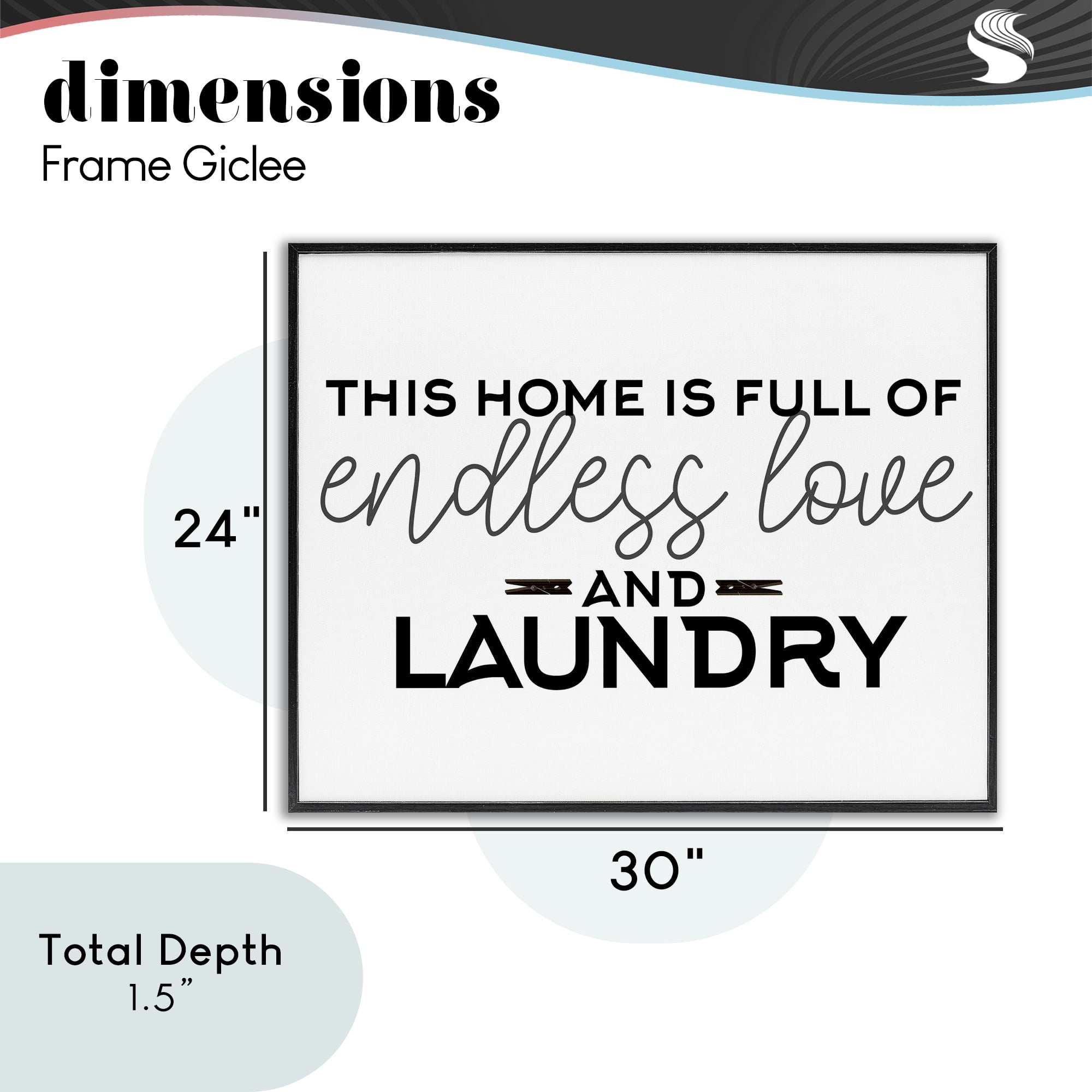 Endless Love & Laundry Minimal Black Framed Giclee Art, design by Kim Allen