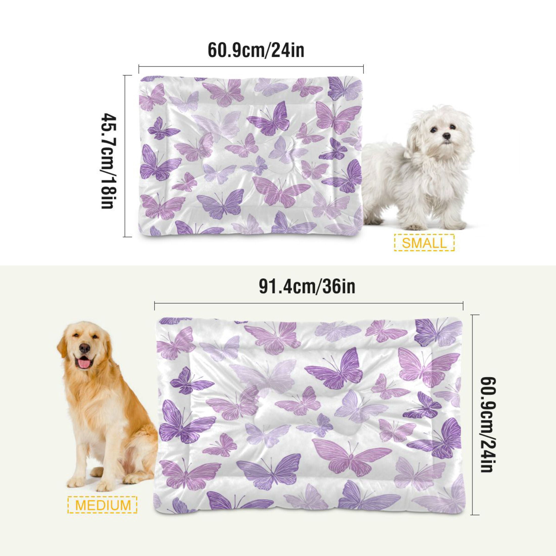 Qxltty Purple Butterfly Ped Pad Wear-resistant and Hard to Bite Through Sleeping Pad for Small Medium Large Dogs Winter Pet Bed 36×24in