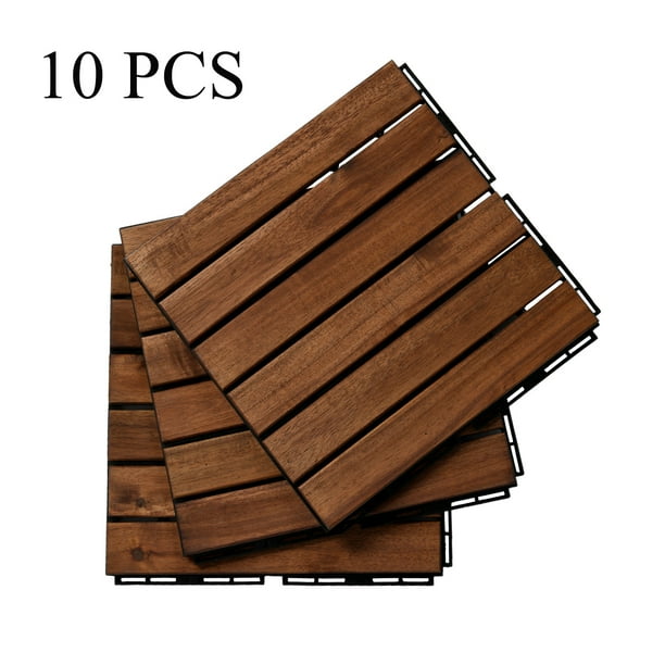 Wood Flooring Tiles 10 Pieces 12 X Interlocking Patio Deck Floor Acacia For Indoor Outdoor Kitchen Balcony Porch Backyard Poolside Lj3909 Com Wood Flooring Tiles 10 Pieces 12 X, Outdoor Porch Wood Flooring