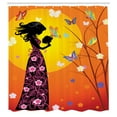 thumbnail image 3 of Ambesonne Feminine Shower Curtain, Floral Dress, 69"Wx70"L, Orange Black, 3 of 5