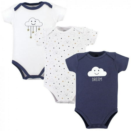 UPC: 0660168530292 | Hudson Baby Infant Boy Cotton Bodysuits 3pk  Navy Clouds  0-3 Months