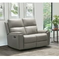 Abbyson Bristol Top Grain Leather Reclining Sofa 3Piece Set, Gray