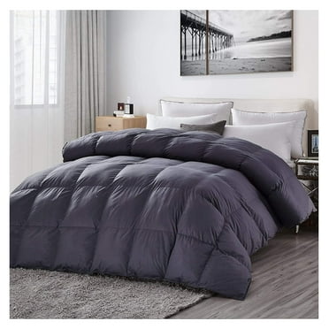 Luxurious Palatial King/Super King Goose Down Comforter, 120 X 90 inches, UNIQUE Gray Solid, 600 Thread Count, 100% Egyptian Cotton Cover, 85 Oz Fill Weight, 750 Fill Power