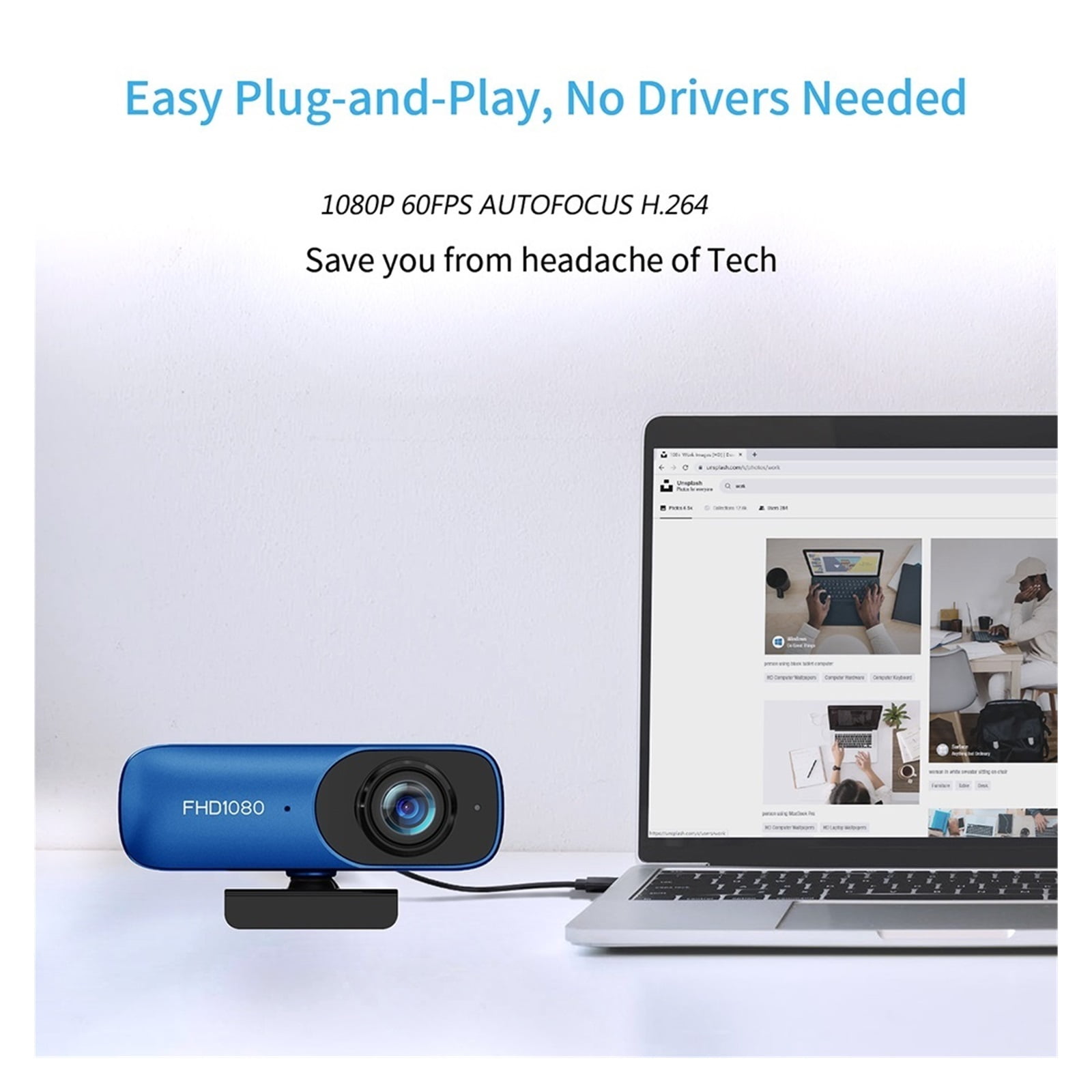 Webcam FHD 1080P 60FPS H.264 Auto Focus Webcam With Microphone Privacy Cover For Desktop Laptop PC Meeting Streaming Web Camera USB ,HD Video