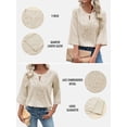 thumbnail image 3 of DOKOTOO Blouses for Woman Boho V Neck Lace Shirt 3/4 Sleeve Loose Fit Blouse Tops Khaki L US12-14, 3 of 10