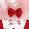 thumbnail image 5 of GYRATEDREAM Newborn Baby Girl Valentine's Day Outfit Infant Ruffle Long Sleeve Love Print Bodysuit Romper Dress with Headband Set Toddler Spring Fall Clothes Red for 0-18M, 5 of 8