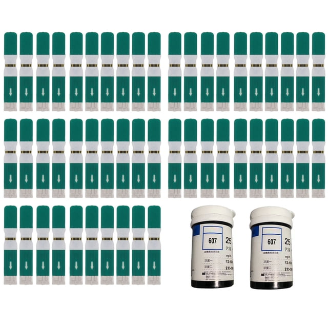 50 tiras reactivas de glucosa en sangre PET, tiras reactivas precisas para diabetes para autocontrol del azúcar en sangre