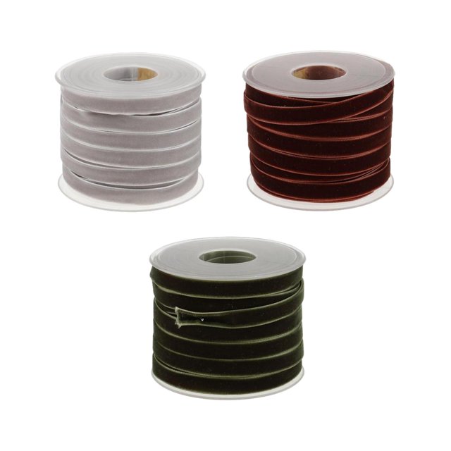 3 cintas de rayón de terciopelo de 20 yardas para decoración de corona de costura, artesanía hecha a mano Gris Sunnimix Cinta de bricolaje