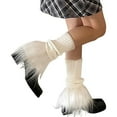 thumbnail image 7 of Prolriy Leg Warmers for Women Leg Warmer Girls Faux Trim Knitted Leg Cover Lolita Winter Warm Long Socks Furry Boot Cuff Leg Warmers Y2K White, 7 of 7