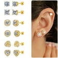 thumbnail image 2 of Turandoss 6 Pairs Flatback Earrings Set for Women 14K Gold Plated Hypoallergenic Cubic Zirconia Studs Multi-Style Sensitive Jewelry Gifts for Women Girls, 2 of 9