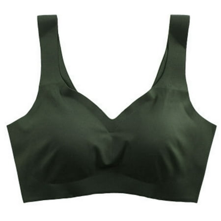 Women Seamless Vest Bra with Removable Pad V-Neck Solid Color Underwear Comfort Sleep Leisure Invisible Bralette Lingerie
