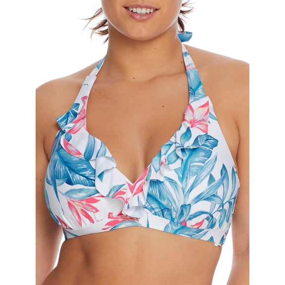 Birdsong Womens Alpinia Bloom Ruffle Halter Bikini Top Style-S10233-ALPBL Swimsuit