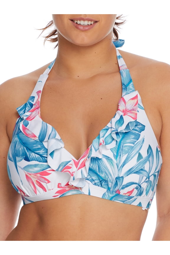 Womens Alpinia Bloom Ruffle Halter Bikini Top Style-S10233-ALPBL Swimsuit