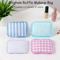 thumbnail image 5 of Ruffle Pouch Bag, Gingham Ruffle Cosmetic Bag, Adorable Large Travel Makeup Bag for Women, Toiletry Organizer (1PCS*Green), 5 of 8