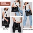 thumbnail image 4 of Bolso grande para mujer, bolso de mano, bolso de compras, bolso de hombro de cuero para mujer, bolso cruzado para mujer, bolso con asa de cuero sintético y billetera, juego de 2, 4 of 5