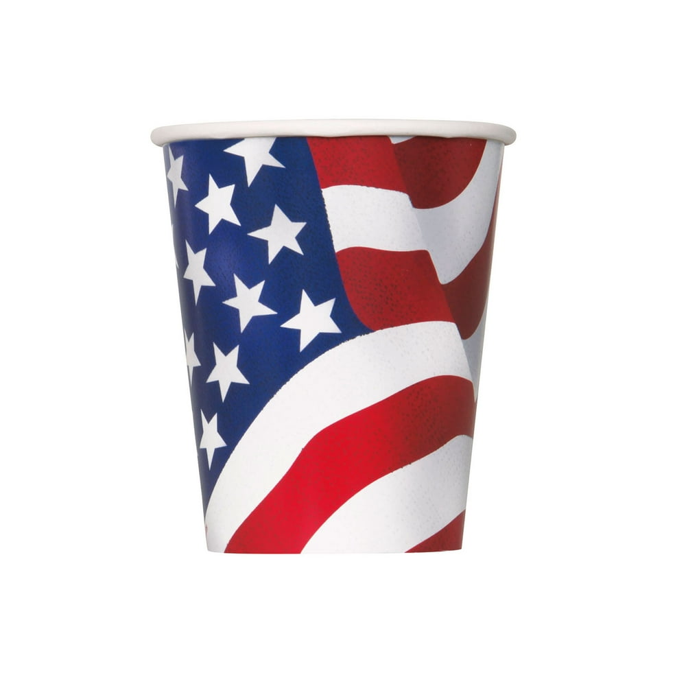 Patriotic USA Flag 9 oz. Paper Cups (8 Count) - Walmart.com - Walmart.com