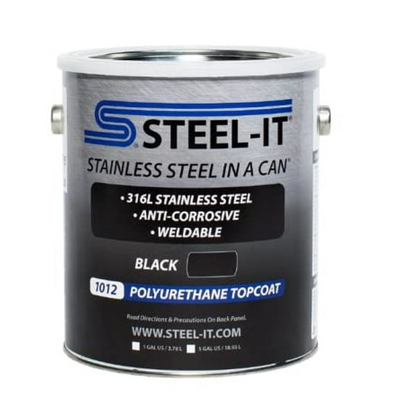 Steel-It 1012G Polyurethane Topcoat, Weldable, Superior Anticorrosion Coating - Black (1 Gallon)