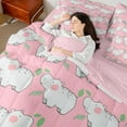 thumbnail image 4 of Erosebridal Cute Hippo Bedding Sets King Size, Pink Cartoon Bedding King Size, Kawaii Animal Reversible Comforter Sets with Sheets, Ultra Soft Room Decoration, 7 Pieces, 4 of 6
