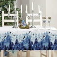 thumbnail image 4 of Christmas Tablecloth Watercolor Forest Xmas Tree Blue Table Cover 60 x 102 Inch Winter Woodland Rectangle Picnic Table Cloth for Party Supplies Table Decoration, 4 of 7