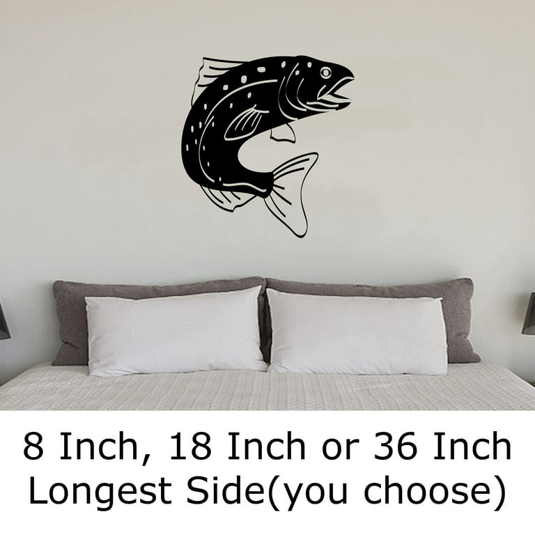 Bass Fish Outline Fishing Outdoors Activates Hobbies Wall Decals for Walls  Peel and Stick wall art murals Black Medium 18 Inch 