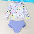 thumbnail image 6 of SGMVNU Girls 2 Piece Swimsuits Rash Guard Long Sleeve Ruffle Swim Top with Ruffle Shorts Cute Floral Bathing Suit Size 4-5 Years Blue, 6 of 7