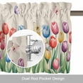 thumbnail image 6 of Colorful Tulips Valance Curtain for Windows Watercolors Flowers Butterfly Green Leaf Linen Texture Rod Pocket Curtain Valances Short Window Treatments for Kitchen Bathroom Laundry 60 x 18 Inch, 6 of 9