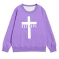 thumbnail image 1 of Chandails à Capuchon d'Hiver pour Petites Filles Chandails en Molleton Doux Imprimé Col Rond Chandail Vêtements Violet Taille 5-6T, 1 of 4