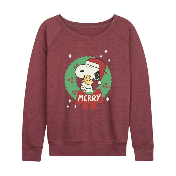 Peanuts - Merry Christmas Snoopy - Women's French Terry Long Sleeve Pullover