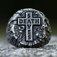thumbnail image 2 of ZMY Home Stainless Steel Signet Ring Cross with Death and Saves Inscriptions Skull Jewelry (7), 2 of 7
