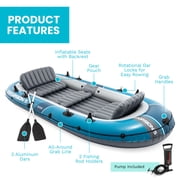 INTEX 66325EP Excursion 5 Inflatable Boat Set w/Oars, Pump, Adjustable Seats & Rod Holders