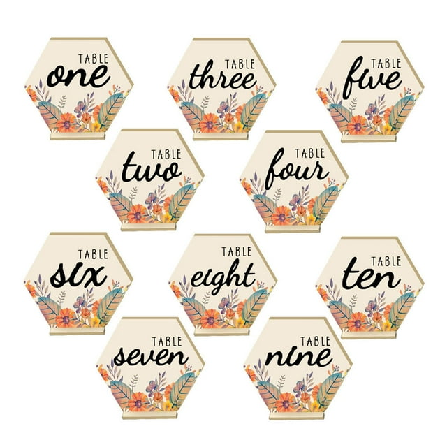 de número de para boda, forma hexagonal, caligrafía impresa, numerada para decoración de , , , Gloria Signos de números