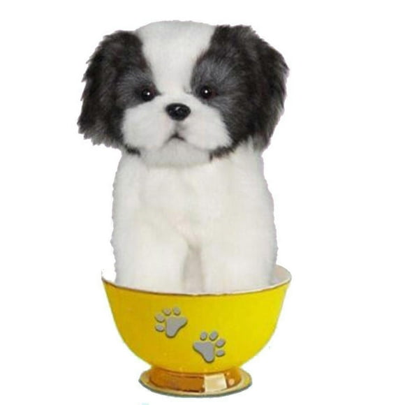 SHIH TZU Hansa Realistic Dog Tea Cup Soft Plush Toy Stuffed Animal 15cm Ages 3+