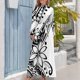 thumbnail image 4 of Vestido largo tribal blanco y negro polinesio, tendencia de ropa de mujer 2024, vestido de verano 2024 para mujer, 4 of 5