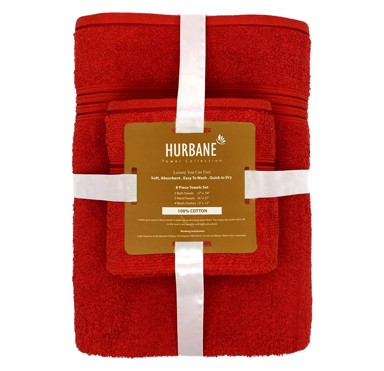 George & Jimmy 100% Cotton Luxury Towel Combo Set 8 Pieces Premium Towel Set 2 Bath Towels, 2 Hand Towels, 4 Wash Cloth Red Color
