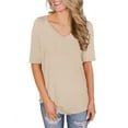 thumbnail image 2 of ONLYSHE Womens Summer V Neck T Shirts Short Sleeve Loose Fit Basic Tunic Tops Blouse, 2 of 5