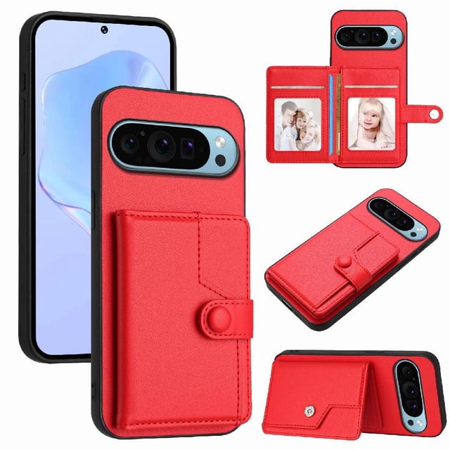 FOXDOCK Case for Google PIXEL 9 RFID-Blocking Card Holder - Stylish Button Closure Design