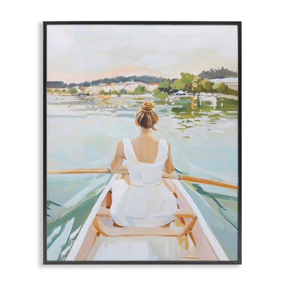 Stupell Industries Contemporary Girl In Peaceful Canoe Ride Black Framed Giclee Art, 11 x 14, by The Prints Vibe