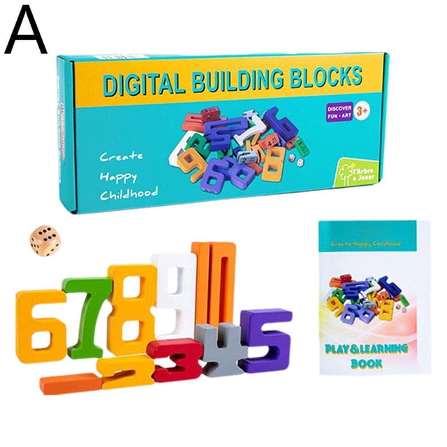 Wooden Children'S Digital Large Particle Building Block Game Color Digital Variable Building Blocks Early Education Puzzle Building Game