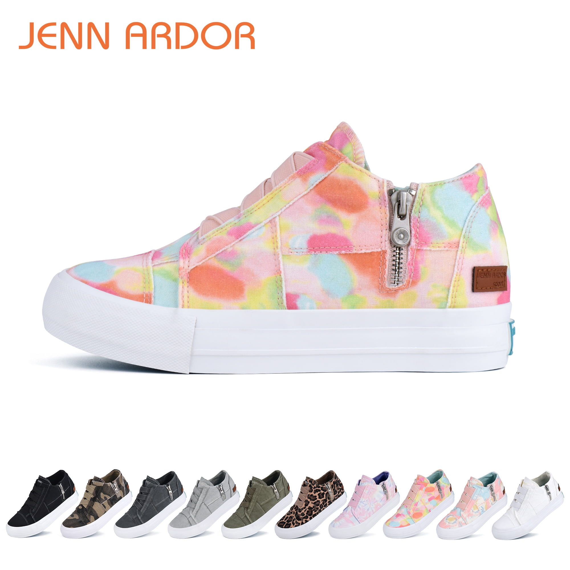 JENN ARDOR Women's Wedge Sneaker Platform Sneakers for Women Hidden Wedge Zipper Platform Shoes