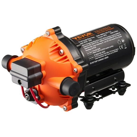 VEVOR 12V Diaphragm Pump, 5 GPM (18.93 L/min), 5-Chamber 12V DC Water Pump with Automatic Pressure Switch 40-100 PSI Adjustable, 1/2'' MNPT Port,for Agricultural Irrigation Construction Site Drainage