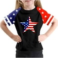 thumbnail image 2 of hengsof Girls Raglan Sleeve Fashion Printed T-Shirts Holiday Crew Neck Short Sleeve Tops Independence Day Patriotic Girls Shirts, 2 of 4