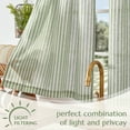 thumbnail image 3 of Curtainking Striped Kitchen Curtain Linen Cafe Curtains Semi-Sheer Tier Curtains 26x24 inch Rod Pocket 2 Panels Green on Beige, 3 of 10