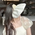 thumbnail image 6 of 58-60cm hat circumference sunscreen hat female summer big brim covering face seersucker empty top hat anti-ultraviolet sun hat - Beige, 6 of 6