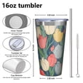 thumbnail image 4 of 16oz Tumblers Pioneer Flower Stainless Steel Vacuum Insulated Double Wall Travel Tumbler Cups Mug with Lid and Straw,Cleaning Brush for Coffee,Tea, 4 of 4