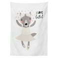 thumbnail image 3 of Ambesonne Cartoon Tablecloth Rectangular Table Cover, Ballerina Wolf in a Tutu, 60"x84", Pale Taupe Eggshell, 3 of 4