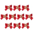 thumbnail image 1 of Christmas Bow Flocking Cloth 10pcs Red With Iron Bell, 1 of 6