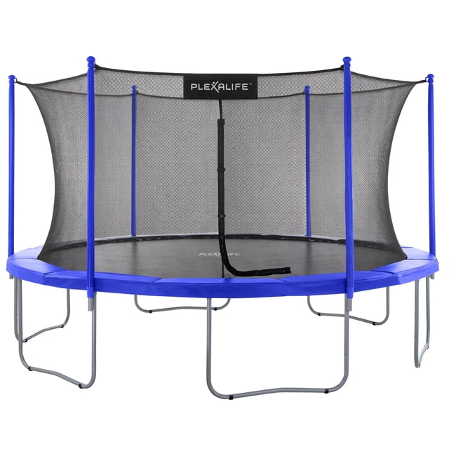 Plexalife Ensemble de Trampoline Rond de 15 Pi avec Système de Clôture de Sécurité - Trampoline de Cour Arrière - Trampoline Extérieur pour Enfants - Adultes
